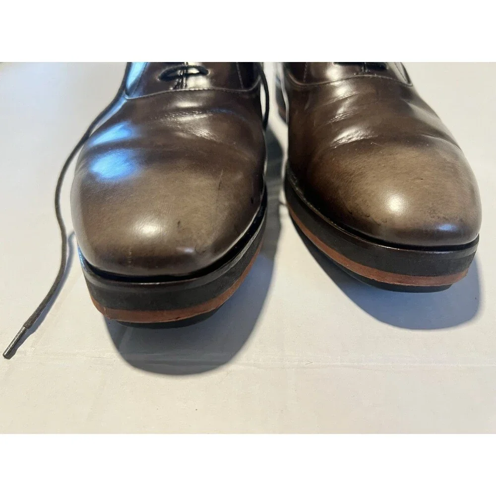 Prada leather Shoes Men 10 Brown Lace Oxford - Picture 8 of 12
